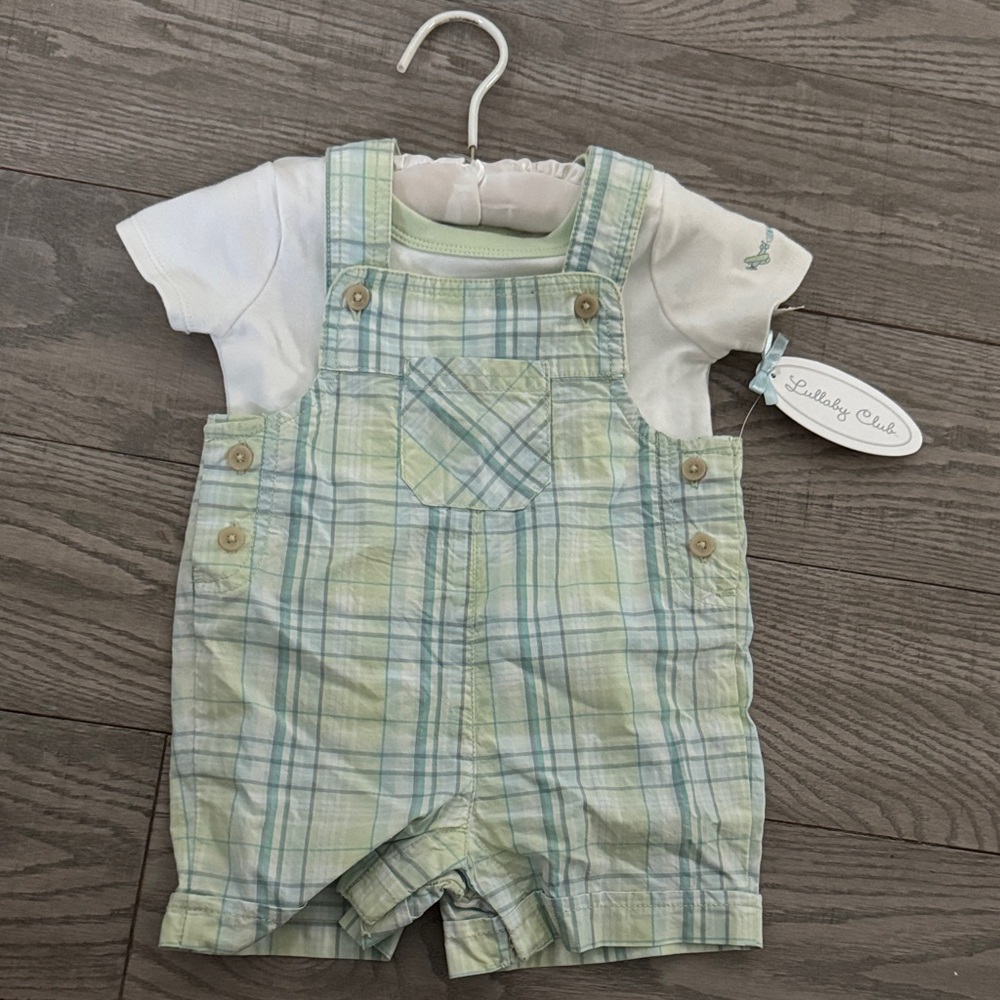 NWT Plaid Baby Overalls with White Shirt
